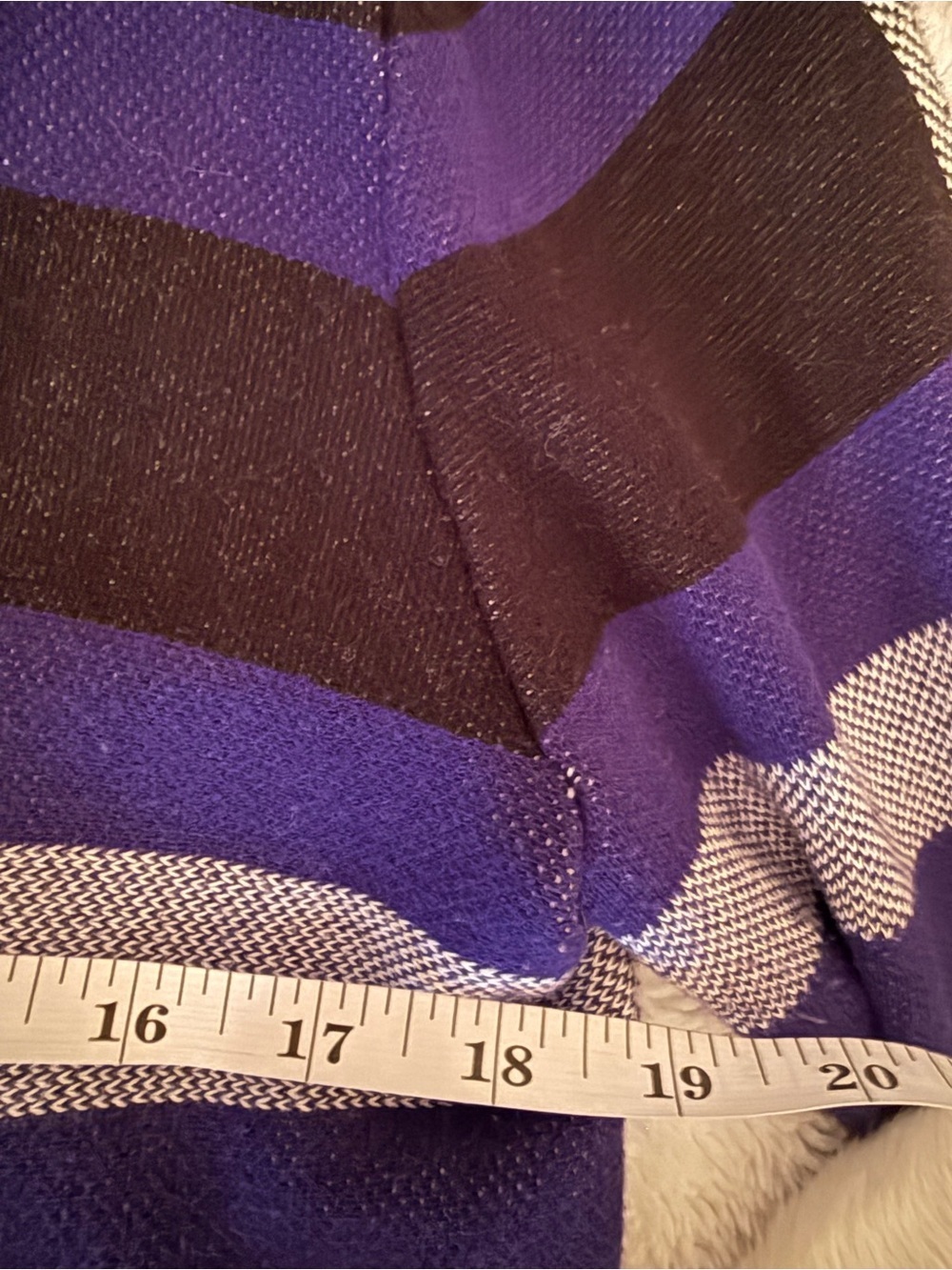 Anne Klein Open-Front Plaid Long Cardigan in Black and Purple - Picture 6 of 7